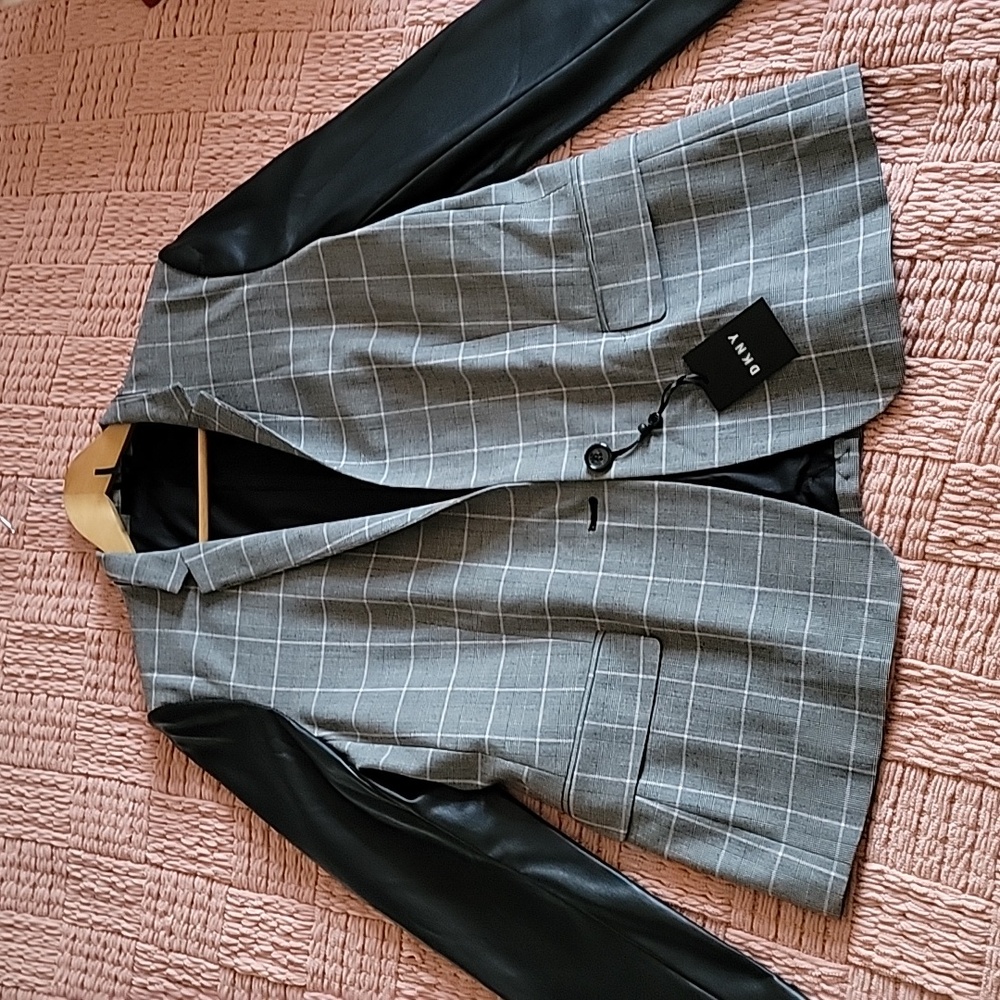 🧡🍂NWT Plaid Leather Jacket